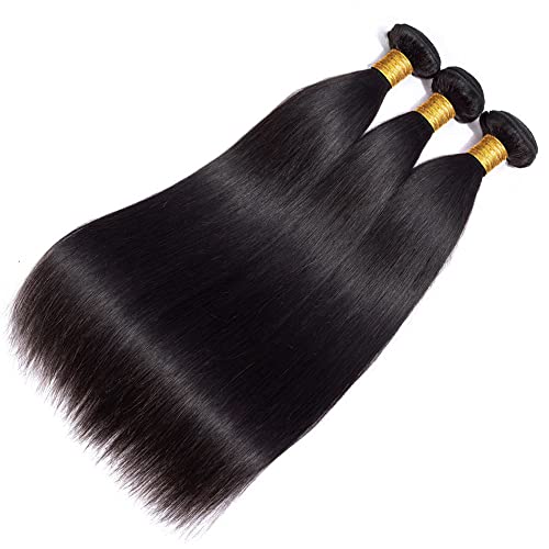 WOWQUEEN 10A Brazilian Straight Human Hair Bundles 14 16 18 Inch 100% Unprocessed Virgin Straight Weave 3 Bundles Deals Human Hair - Image 2