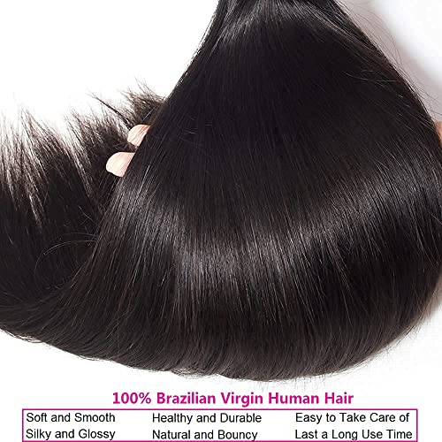 WOWQUEEN 10A Brazilian Straight Human Hair Bundles 14 16 18 Inch 100% Unprocessed Virgin Straight Weave 3 Bundles Deals Human Hair - Image 4