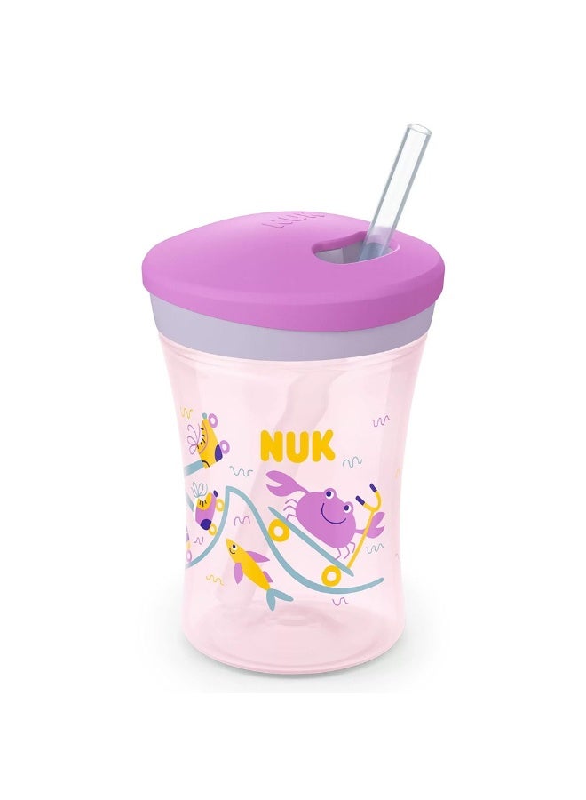 NUK 230ml Action Cup With Soft Drinking Straw For 12 Months+ Toddler, Assorted Pack of 1's