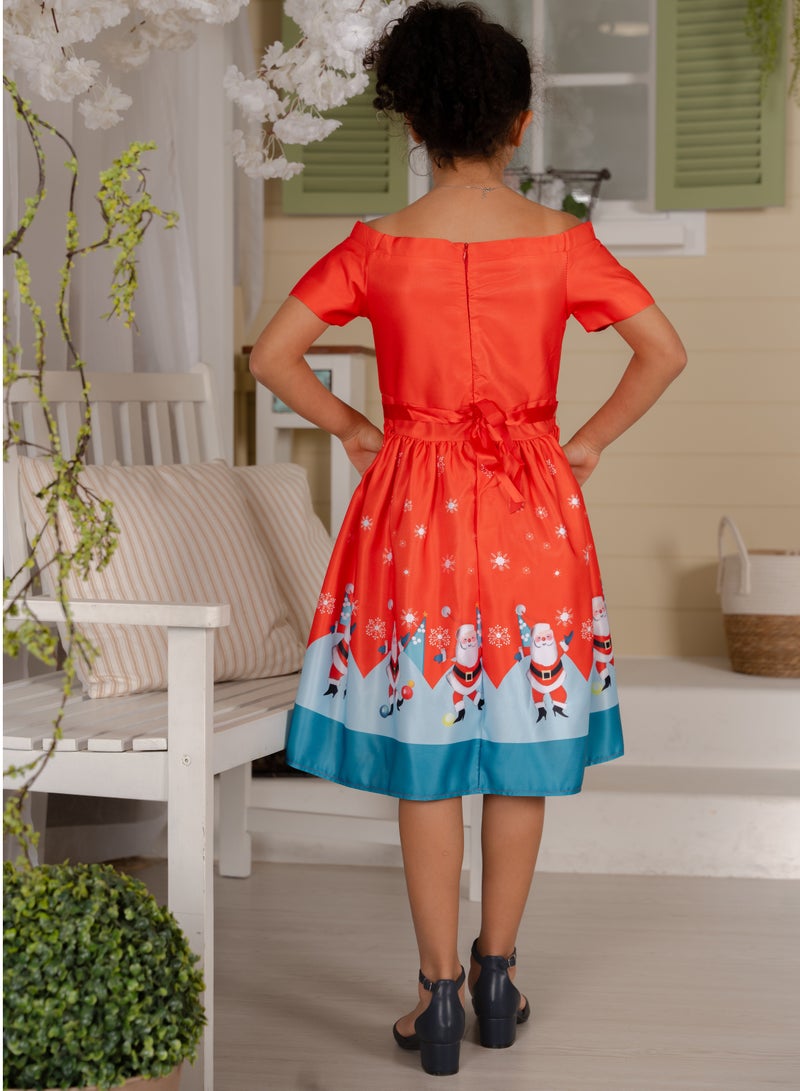 دىدانيالا فستان أحمر بطبعة سانتا كلوز لعيد الميلاد - Image 2