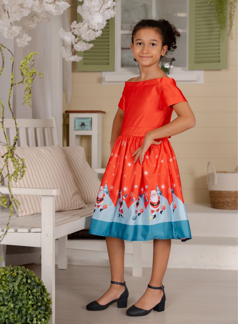 دىدانيالا فستان أحمر بطبعة سانتا كلوز لعيد الميلاد - Image 4