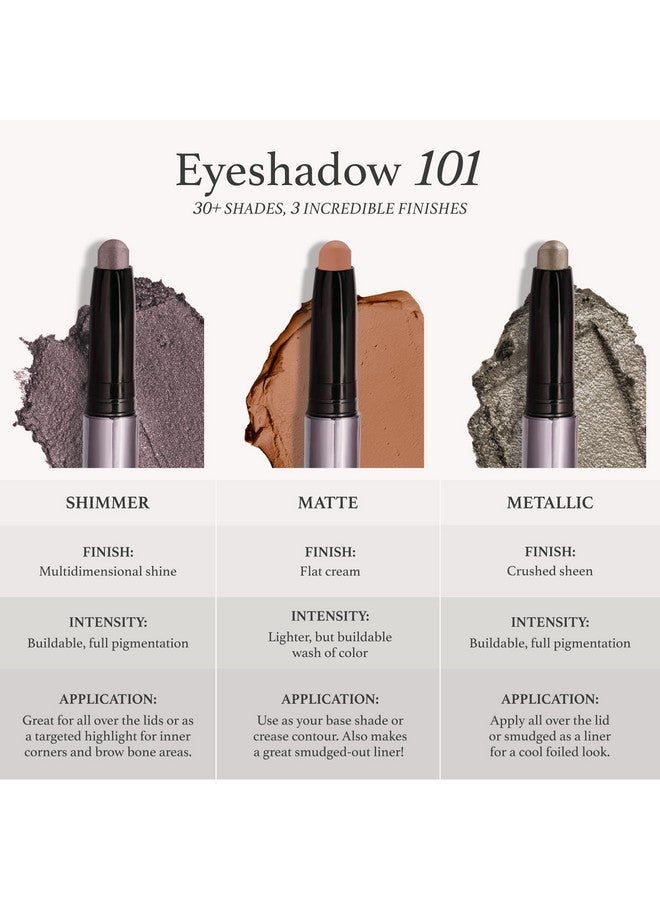 Eyeshadow 101 Crème-To-Powder Waterproof Eyeshadow Stick - Mink Mauve Shimmer - Long-Lasting, Crease-Proof, Muted Mauve Shimmer Eyeshadow With Built-In Smudger