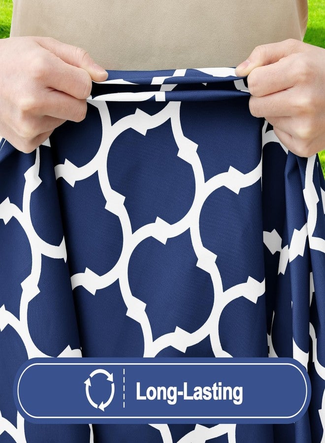 Smiry Rectangle Picnic Table Cloth 2 Pack, 6FT Waterproof Elastic Fitted Tablecloths, Washable Polyester Table Cover for Camping, Indoor and Outdoor (Navy Morocco, 30"x72") - Image 4