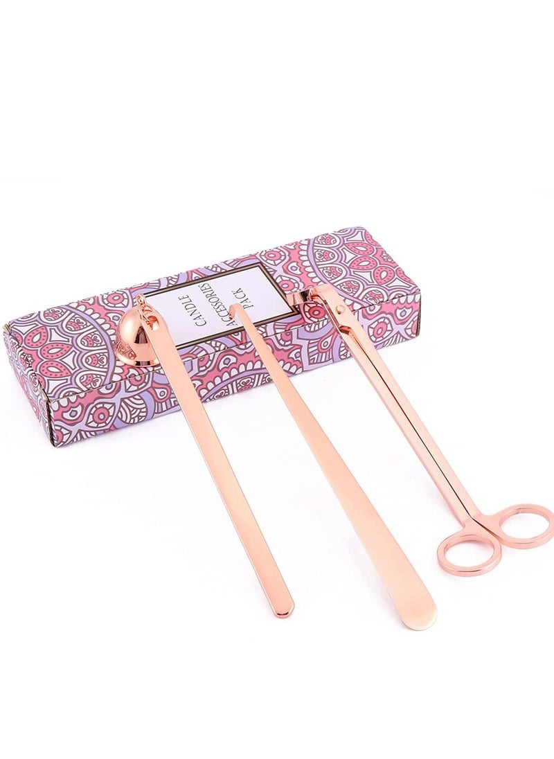 Ara Luxury Candle Accessory Set, 3-in-1 Candle Snuffer Set with Candle Snuffer Extinguisher, Candle Wick Trimmer, Wick Dipper Wick Cutter Candle Care Kit with Gift Package for Candle Lovers, Rose Gold  - Image 1