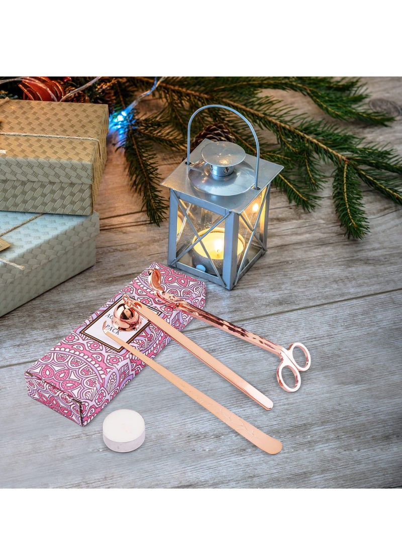 Ara Luxury Candle Accessory Set, 3-in-1 Candle Snuffer Set with Candle Snuffer Extinguisher, Candle Wick Trimmer, Wick Dipper Wick Cutter Candle Care Kit with Gift Package for Candle Lovers, Rose Gold  - Image 2