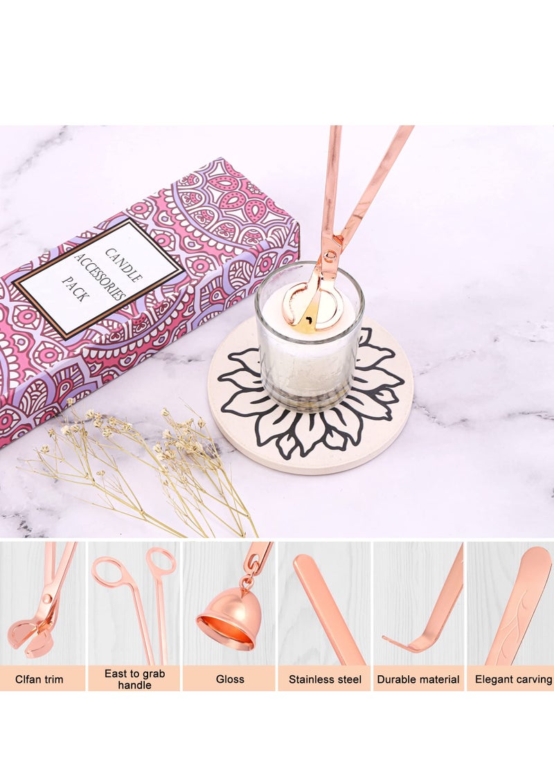 Ara Luxury Candle Accessory Set, 3-in-1 Candle Snuffer Set with Candle Snuffer Extinguisher, Candle Wick Trimmer, Wick Dipper Wick Cutter Candle Care Kit with Gift Package for Candle Lovers, Rose Gold  - Image 3