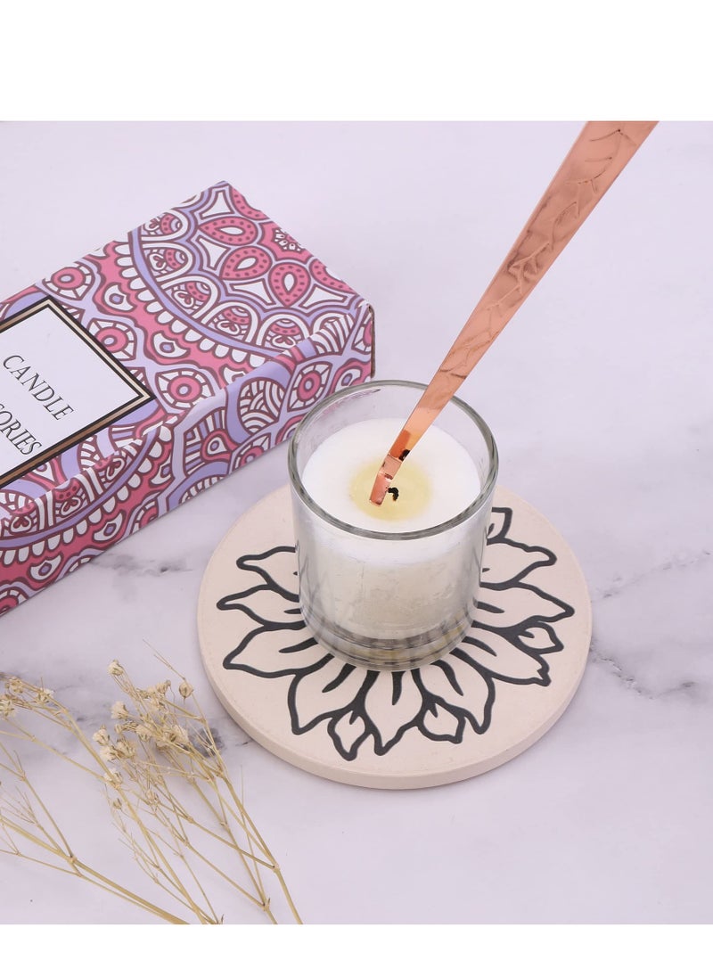 Ara Luxury - Candle Accessory Set, 3-in-1 Candle Snuffer Set with Candle Snuffer Extinguisher, Candle Wick Trimmer, Wick Dipper Wick Cutter Candle Care Kit with Gift Package for Candle Lovers, Rose Gold - Image 1