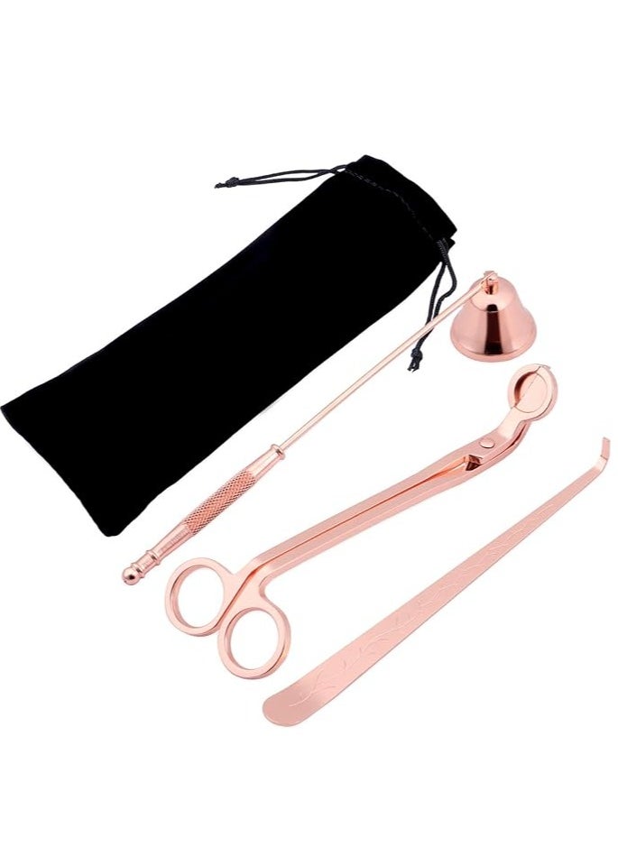 Ara Luxury - Candle Accessory Set, 3-in-1 Candle Snuffer Set with Candle Snuffer Extinguisher, Candle Wick Trimmer, Wick Dipper Wick Cutter Candle Care Kit with Gift Package for Candle Lovers, Rose Gold - Image 1