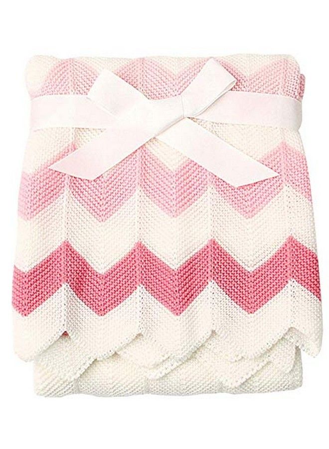 Cozyholy Baby Blanket Knitted Pink Chevron Soft Toddler Nursery Crib Throw Blankets Receiving Swaddle Blanket Stroller Cover For Boys Girls40X30 Inch - Image 1