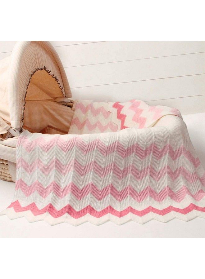 Cozyholy Baby Blanket Knitted Pink Chevron Soft Toddler Nursery Crib Throw Blankets Receiving Swaddle Blanket Stroller Cover For Boys Girls40X30 Inch - Image 4