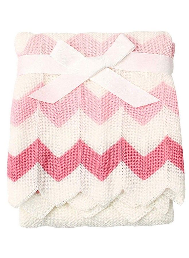 Cozyholy Baby Blanket Knitted Pink Chevron Soft Toddler Nursery Crib Throw Blankets Receiving Swaddle Blanket Stroller Cover For Boys Girls40X30 Inch - Image 2