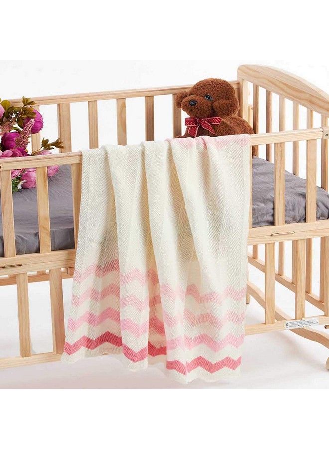 Cozyholy Baby Blanket Knitted Pink Chevron Soft Toddler Nursery Crib Throw Blankets Receiving Swaddle Blanket Stroller Cover For Boys Girls40X30 Inch - Image 3