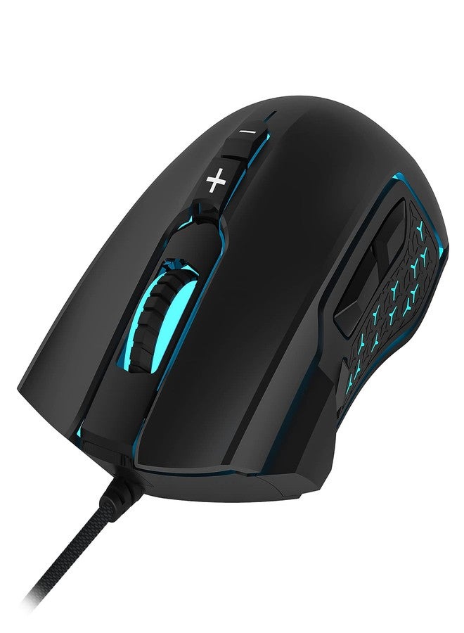 LeadsaiL ماوس ألعاب LeadsaiL سلكي RGB لأجهزة الكمبيوتر، 7200 DPI، 8 أزرار قابلة للبرمجة، إضاءة خلفية 6 ألوان، ماوس كمبيوتر بصري مريح لأجهزة الكمبيوتر المكتبية واللابتوب للاعبين والعمل - Image 1
