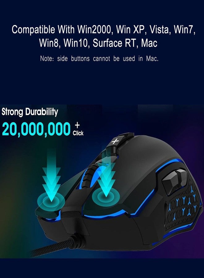 LeadsaiL ماوس ألعاب LeadsaiL سلكي RGB لأجهزة الكمبيوتر، 7200 DPI، 8 أزرار قابلة للبرمجة، إضاءة خلفية 6 ألوان، ماوس كمبيوتر بصري مريح لأجهزة الكمبيوتر المكتبية واللابتوب للاعبين والعمل - Image 4