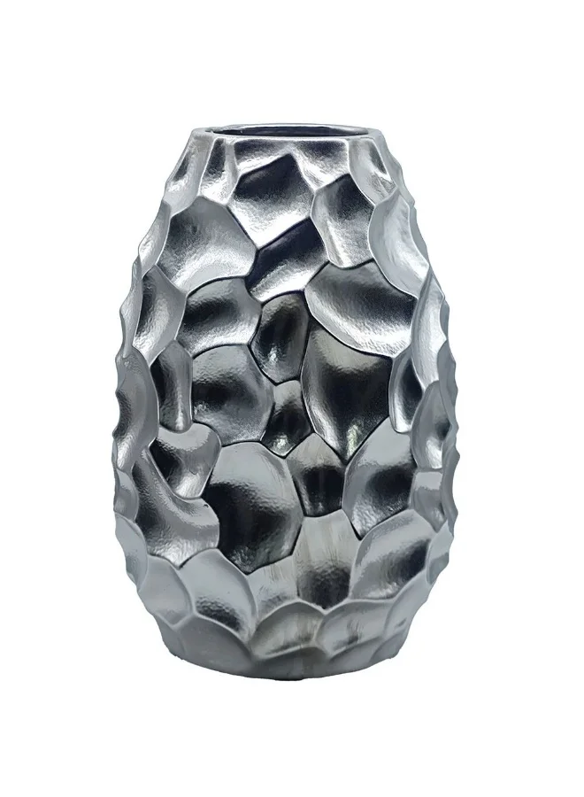DANUBE HOME Mirabella Silver Ceramic Vase 21x31cm Modern Home Decor Flower Vase  Interior