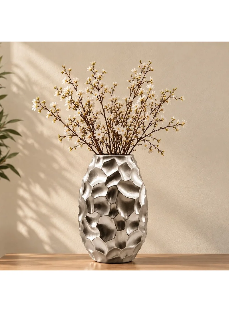 دانوب هوم Mirabella Silver Ceramic Vase 21x31cm Modern Home Decor Flower Vase  Interior