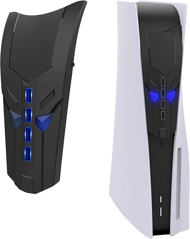 جوسو محول USB لجهاز PS5 من مع عيون متوهجة، محول شحن وتوسيع عالي السرعة مع 4 منافذ USB + كابل محول USB، متوافق مع منصات متعددة مثل PS4 وMac OS والكمبيوتر الشخصي والكمبيوتر المحمول، التشغيل الفوري - Image 1