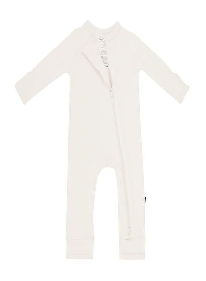 KYTE BABY Unisex Rayon Made From Bamboo Zippered Rompers (Newborn, Oat) - Image 4