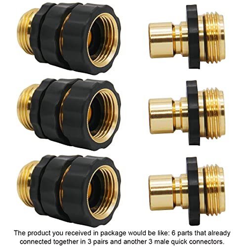 Triumpeek 3/4" Garden Hose Connector, 9 Pieces Garden Hose Quick Connect Fittings, Male and Female Quick Release Garden Hose Connector - Image 3
