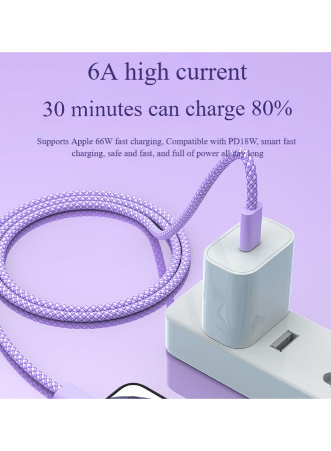 Type C To Type-C Super Fast Charging Cable 1.5M Suitable for iPhone 16/15, iPad, Macbook, Samsung (purple) - Image 3