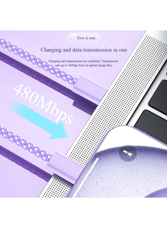 Type C To Type-C Super Fast Charging Cable 1.5M Suitable for iPhone 16/15, iPad, Macbook, Samsung (purple) - Image 2