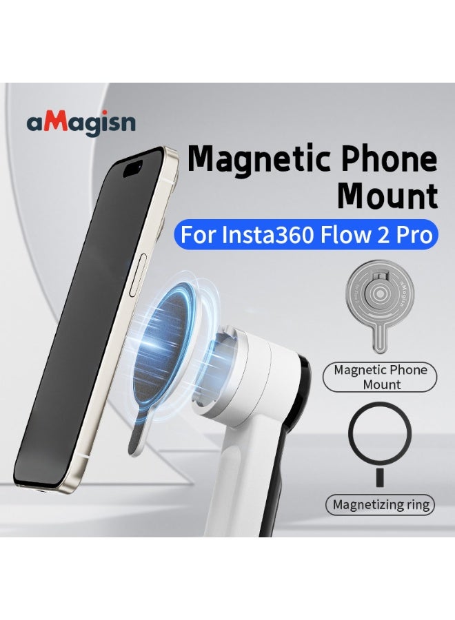 aMagisn Magnetic Adapter Mount for Insta360 Flow 2 Pro – Aluminum Alloy, Ultra-Slim 4.2mm, MagSafe Lock, Strong Magnetic Phone Clamp, Universal Android Ring – Gimbal Magnetic Module  - Image 2