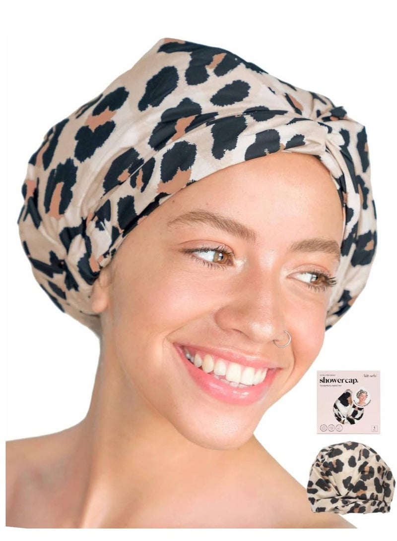 Kitsch Eco-Friendly Shower Cap- Leopard - Image 2