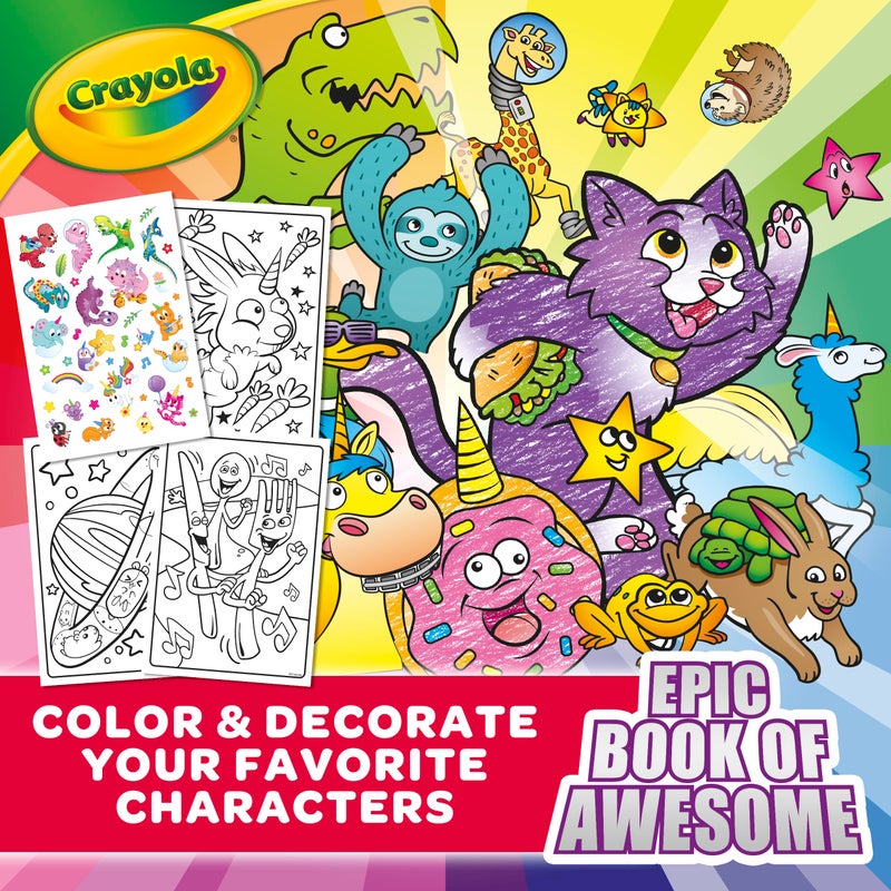 Crayola كتاب كرايولا الملحمي للرسم الرائع (288 صفحة)، صفحات تلوين الحيوانات، ملصقات لامعة، نشاط سفر، هدية للأطفال، أعمار 3 سنوات وما فوق - Image 5