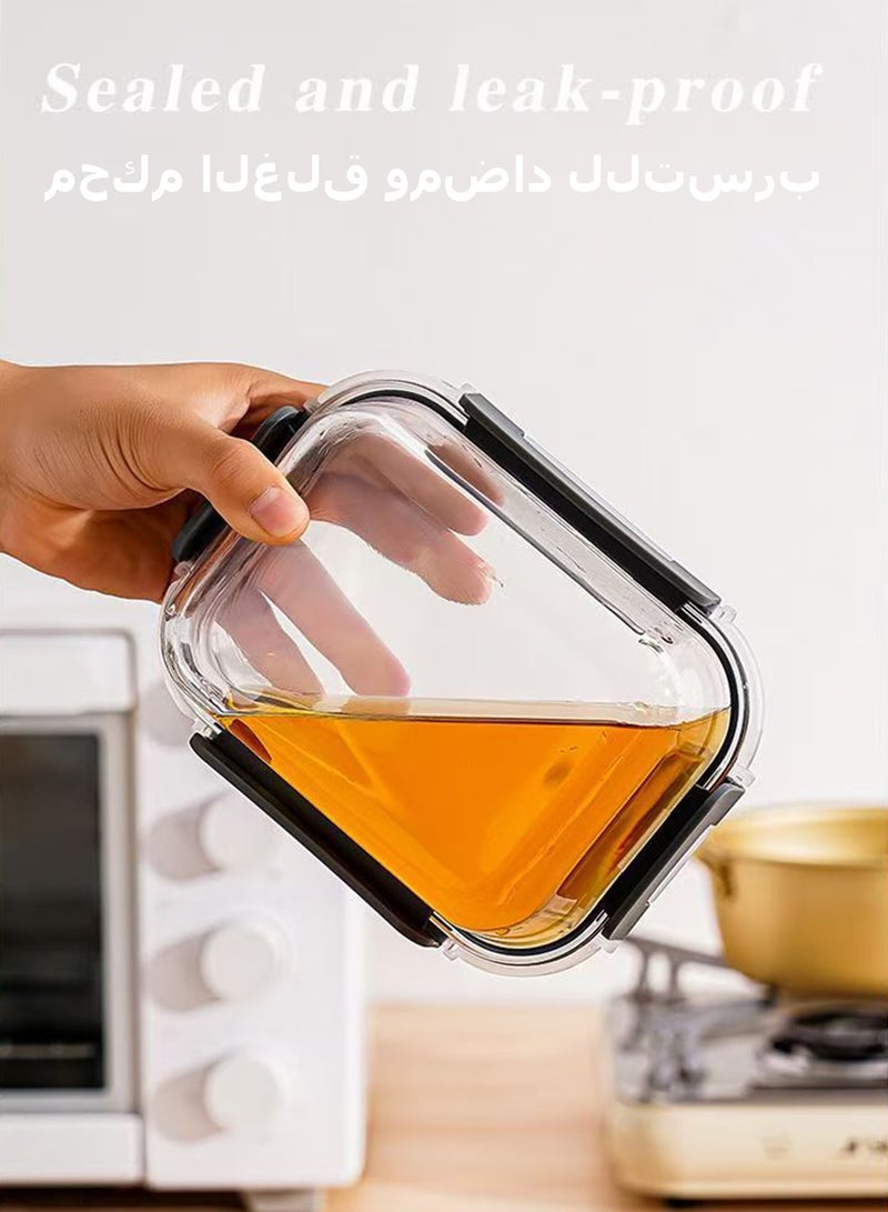 ويمارت مجموعة من 3 حاويات زجاجية لتخزين الطعام، سعة 1040 مل، مناسبة لعلب الغداء، ونقل الطعام، وتخزين الطعام بشكل عام. آمنة للتجميد والتبريد والميكروويف، وغسالة الأطباق، وخالية من مادة BPA. - Image 3