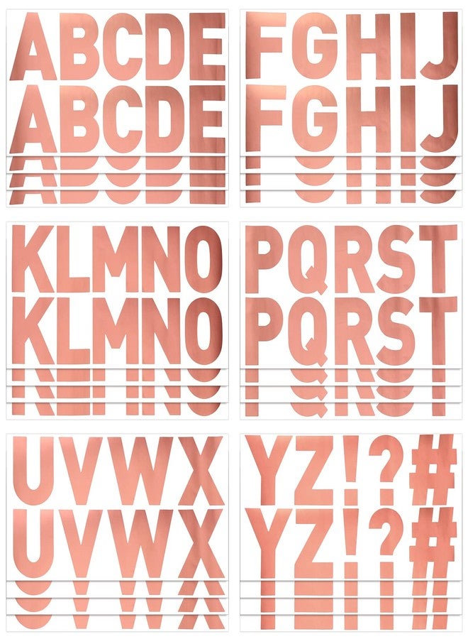 Chinco 232 Pieces 24 Sheets Letter Stickers Large Bulletin Board Letters for Classroom Poster Stickers Alphabet Label 2.5 Inch Self Adhesive Numbers for Classroom(Letter,Rose Gold) - Image 1