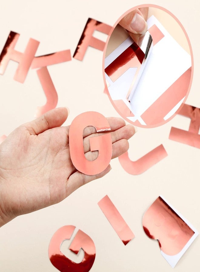 Chinco 232 Pieces 24 Sheets Letter Stickers Large Bulletin Board Letters for Classroom Poster Stickers Alphabet Label 2.5 Inch Self Adhesive Numbers for Classroom(Letter,Rose Gold) - Image 3