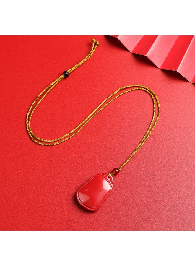 Genuine High-content Cinnabar Imperial Sand Six-syllable Mantra Heart Sutra Worry-free Plaque Premium Necklace - Image 3