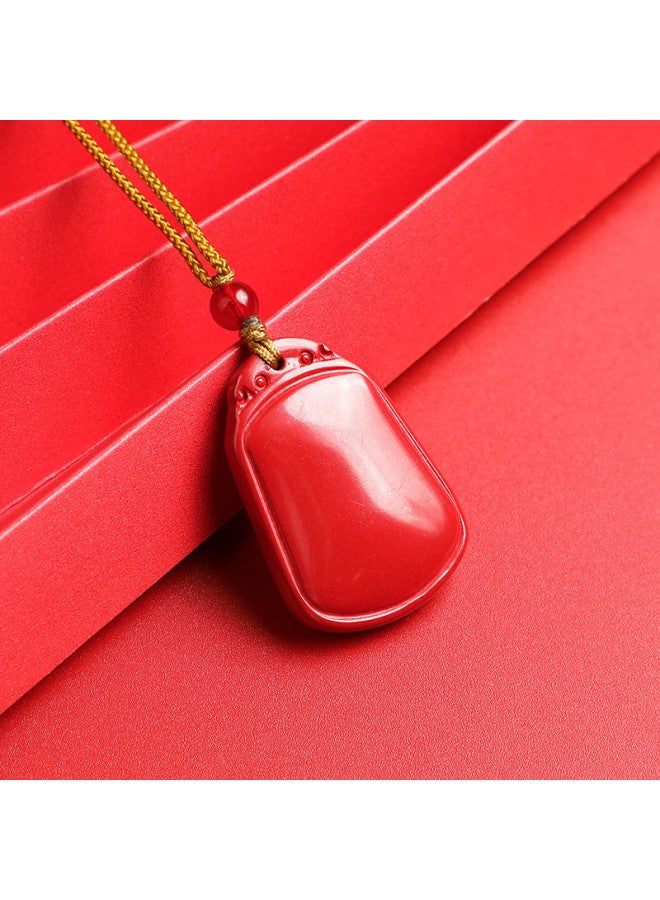 Genuine High-content Cinnabar Imperial Sand Six-syllable Mantra Heart Sutra Worry-free Plaque Premium Necklace - Image 2