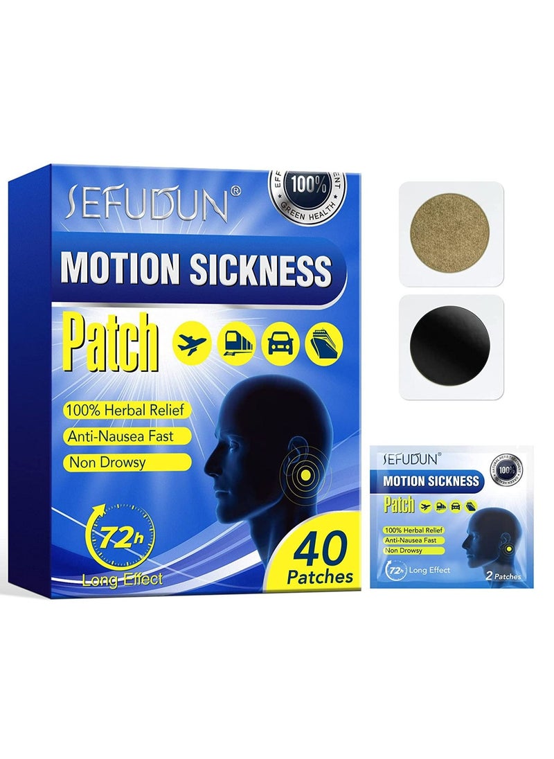 Sefudun - 40 Count Of Motion Sickness Stickers For Cruise Plane Train Ship & Bus Seasick Patches Anti-Nausea Patches Behind Ear Seasickness Waterproof Patches For Non Drowsiness Reduce Vomiting Sensation - Image 1
