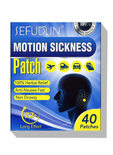 40 Count Of Motion Sickness Stickers For Cruise Plane Train Ship & Bus Seasick Patches Anti-Nausea Patches Behind Ear Seasickness Waterproof Patches For Non Drowsiness Reduce Vomiting Sensation