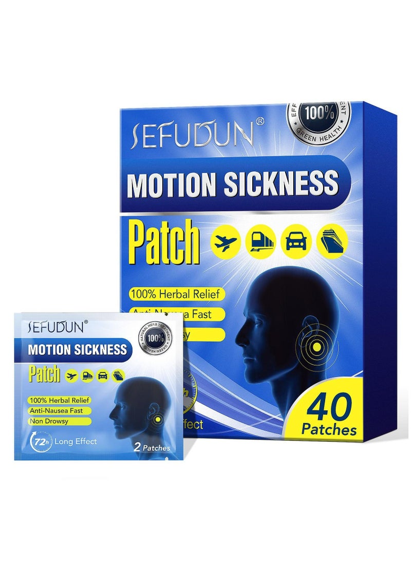 Sefudun - 40 Count Of Motion Sickness Stickers For Cruise Plane Train Ship & Bus Seasick Patches Anti-Nausea Patches Behind Ear Seasickness Waterproof Patches For Non Drowsiness Reduce Vomiting Sensation - Image 1