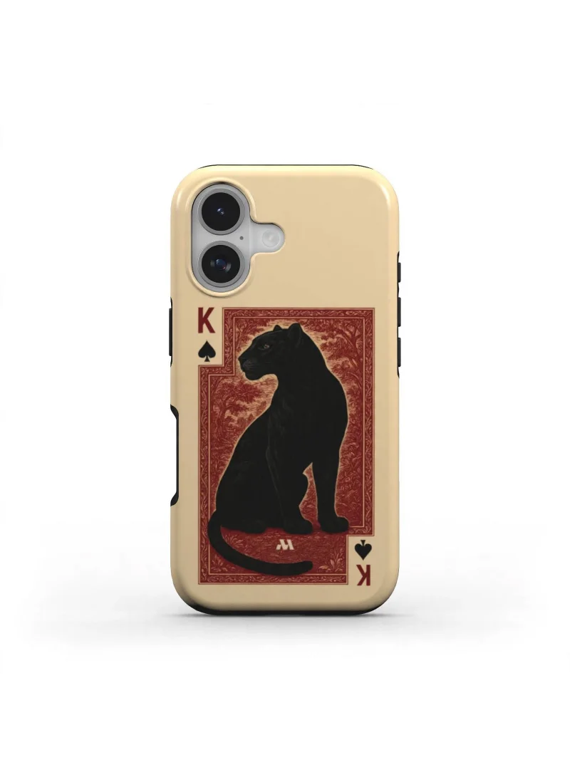 Mobcos iPhone 17 Golden Panther Premium Case Compatible with Hybrid Dual-Layer Hard Shell + Silicone Protection - Scratch-Resistant Shockproof Mobile Cover