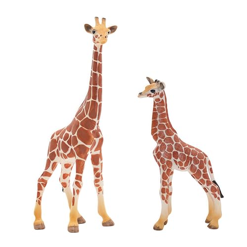 Gemini&Genius GeminiGenius 2PCS Realistic Giraffe Figurines with Giraffe Cub 26 Plastic Jungle Animals Figures Family Playset Educational Toys Cake Toppers Christmas Birthday Gifts for Kids - Image 1