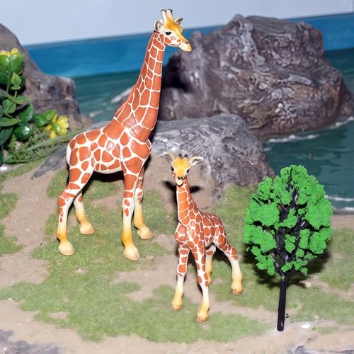 Gemini&Genius GeminiGenius 2PCS Realistic Giraffe Figurines with Giraffe Cub 26 Plastic Jungle Animals Figures Family Playset Educational Toys Cake Toppers Christmas Birthday Gifts for Kids - Image 5