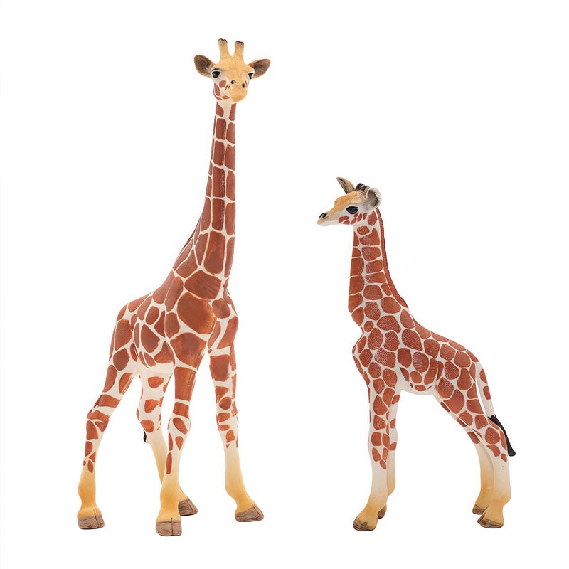 Gemini&Genius GeminiGenius 2PCS Realistic Giraffe Figurines with Giraffe Cub 26 Plastic Jungle Animals Figures Family Playset Educational Toys Cake Toppers Christmas Birthday Gifts for Kids - Image 3