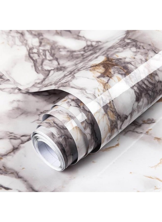 Decoroom - 17.71X118 Marble Contact Paper For Countertops Glossy Peel And Stick Granite Marble Wallpaper For Kitchen And Bathroom Cabinets Vinyl Film Self Adhesive Removable - Image 1