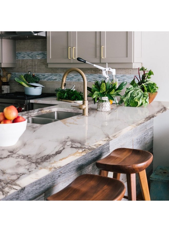 Decoroom - 17.71X118 Marble Contact Paper For Countertops Glossy Peel And Stick Granite Marble Wallpaper For Kitchen And Bathroom Cabinets Vinyl Film Self Adhesive Removable - Image 1