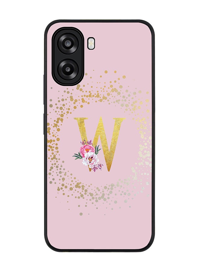 Stylizedd For Oppo A6t 5G / A6t 4G Case,Slim fit Camera Protection, Shockproof Thin Phone cover  - Custom Monogram Floral - W  (Pink ) - Image 1