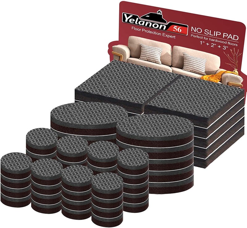 Yelanon Non Slip Furniture Pads 56 pcs12 Furniture Grippers Non Skid Furniture LegsSelf Adhesive Rubber Furniture Feet Anti Slide Furniture Hardwood Floor Protector for Keep Couch Stoppers