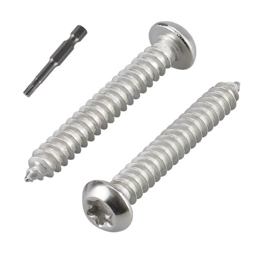 Glvaner 20-Pack M6 x 50mm Button Torx Head Self Tapping Screws for Wood, 304 Stainless Steel 18-8, Full Thread, Torx Drive Head Sheet Metal Tek Screws, T30 Bit Included - Image 1