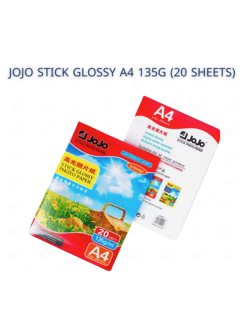 JOJO Glossy Photo Paper 20 Sheets 135g/m2 A4 - Image 1