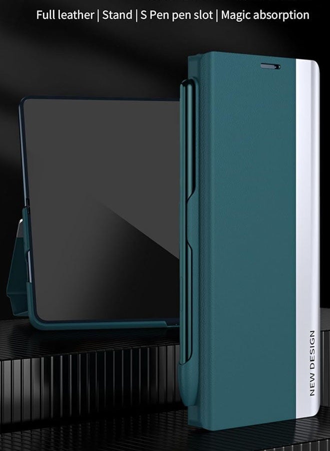 general Compatible with Galaxy Z Fold 7 2025 Phone Case with Pen Slot and Capacitive Pen, Full Body Protective Cover Flip PU Leather [Kickstand Feature] - Image 2