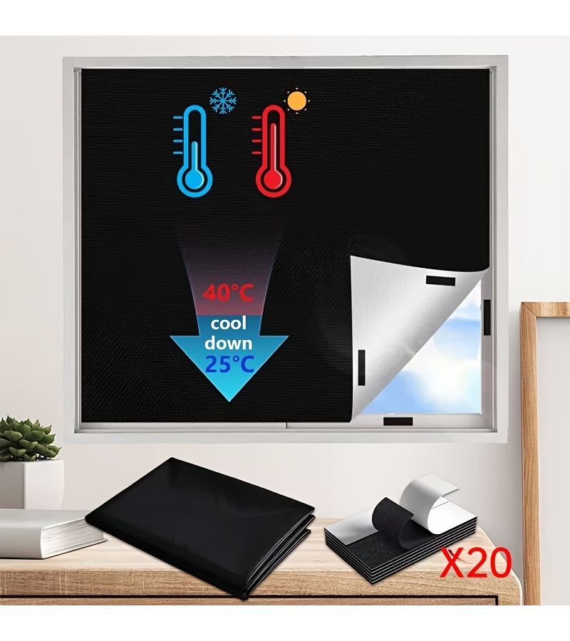 DIY Portable Black Sticker Light Blocking Curtain 51.18 X 62.99 Inch Self-Adhesive Window Film Including 20 Adhesive Strips Darkest Blackout Travel Curtains - Image 3