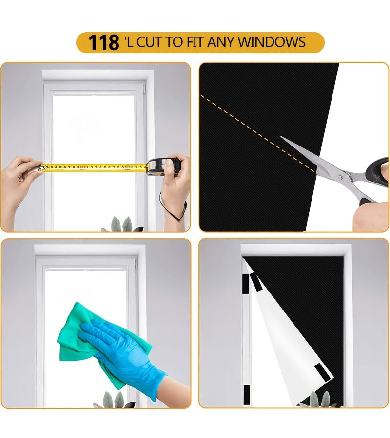 DIY Portable Black Sticker Light Blocking Curtain 51.18 X 62.99 Inch Self-Adhesive Window Film Including 20 Adhesive Strips Darkest Blackout Travel Curtains - Image 5