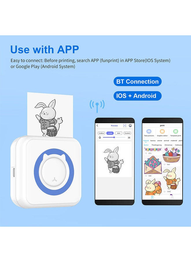 Generic All-in-one Photo Printer Multifunction Portable Printer Wireless Instant Mini Printer Support BT Connection for Smartphone with 11 Paper Rolls 57mm Compatible with iOS Android  - Image 4